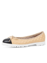 Black/Beige Leather/White Lug Sole