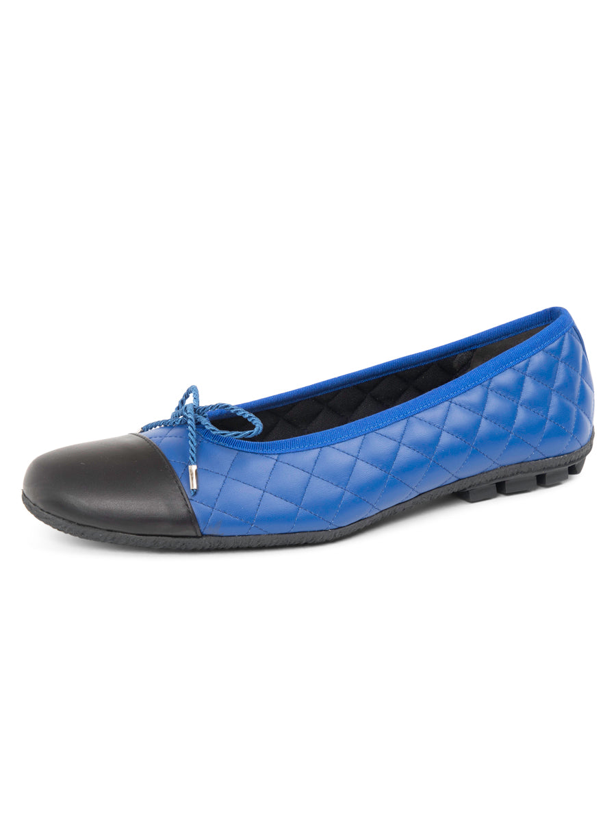 Paul Mayer Women s Cozy Quilted Leather Ballet Flat in Black Cobalt Blue