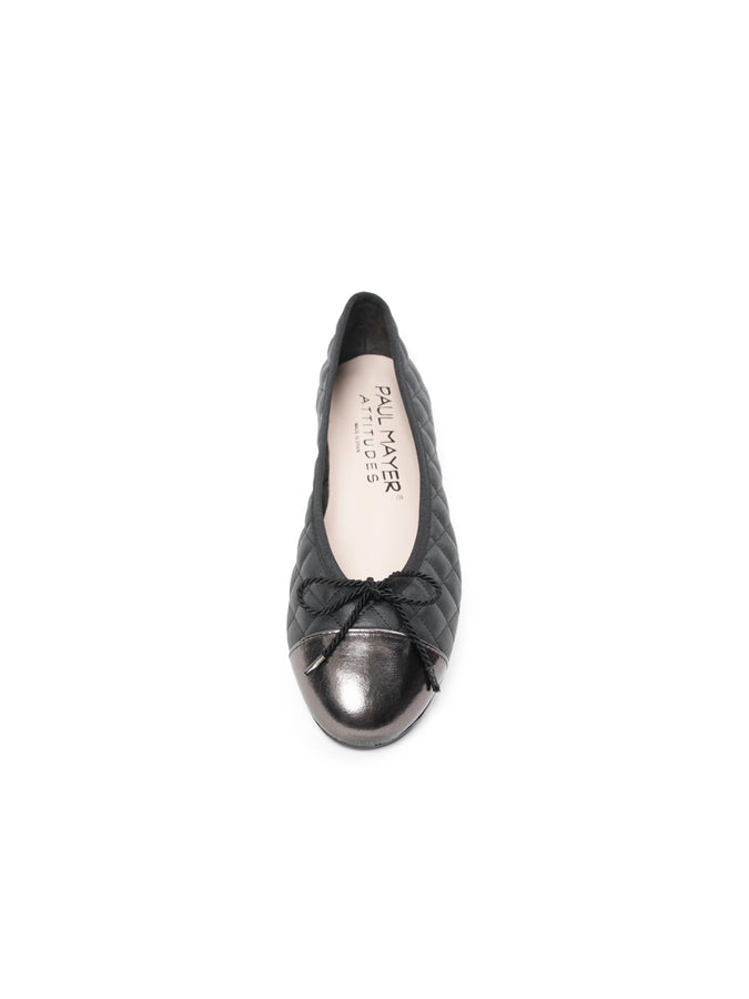 Paul Mayer Women s Best Quilted Leather Ballet Flat in Pewter Black