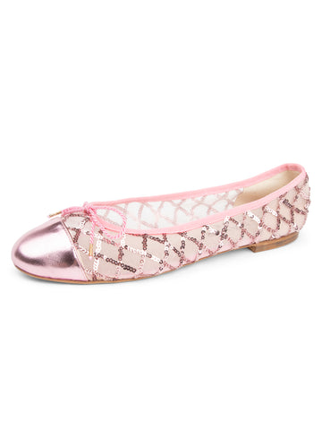 Best Sequin Mesh Ballet Flat with Leather Sole