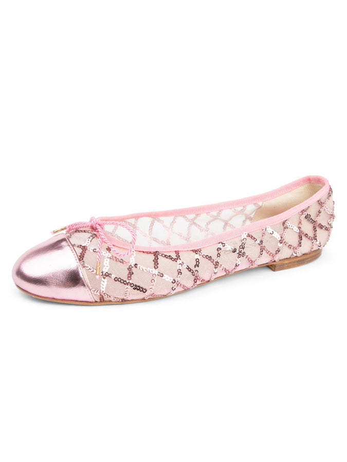 Best Sequin Mesh Ballet Flat with Leather Sole